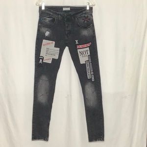Xway Denim Distressed Men’s Skinny Jeans With Patches Size 30